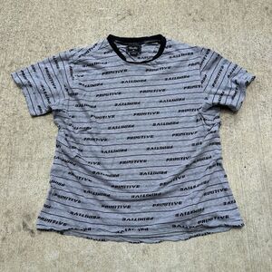 Primitive Mens T Shirt Large L Logo Camisa Gray Short Sleeve Cotton Casual